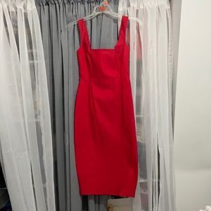 Square Neck Red Dress